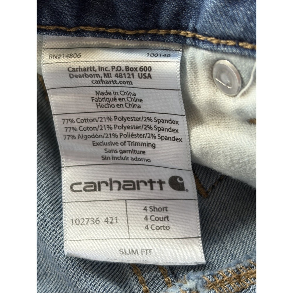 Carhartt Slim Fit Boot Cut Women's Size 4 Short Denim Jeans - Picture 7 of 7